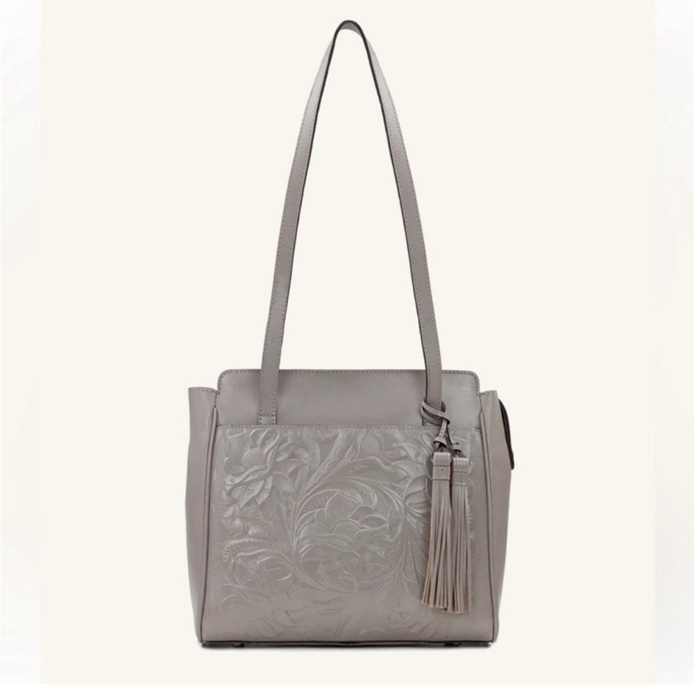 NWT Patricia Nash Leather Rosedale Tote in Stone, Genuine Leather, Quiet Luxury - Picture 12 of 12
